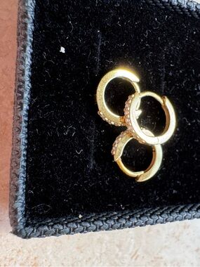 Gold Tone Hinged Huggies Hoop Earrings - Women Jewelry
